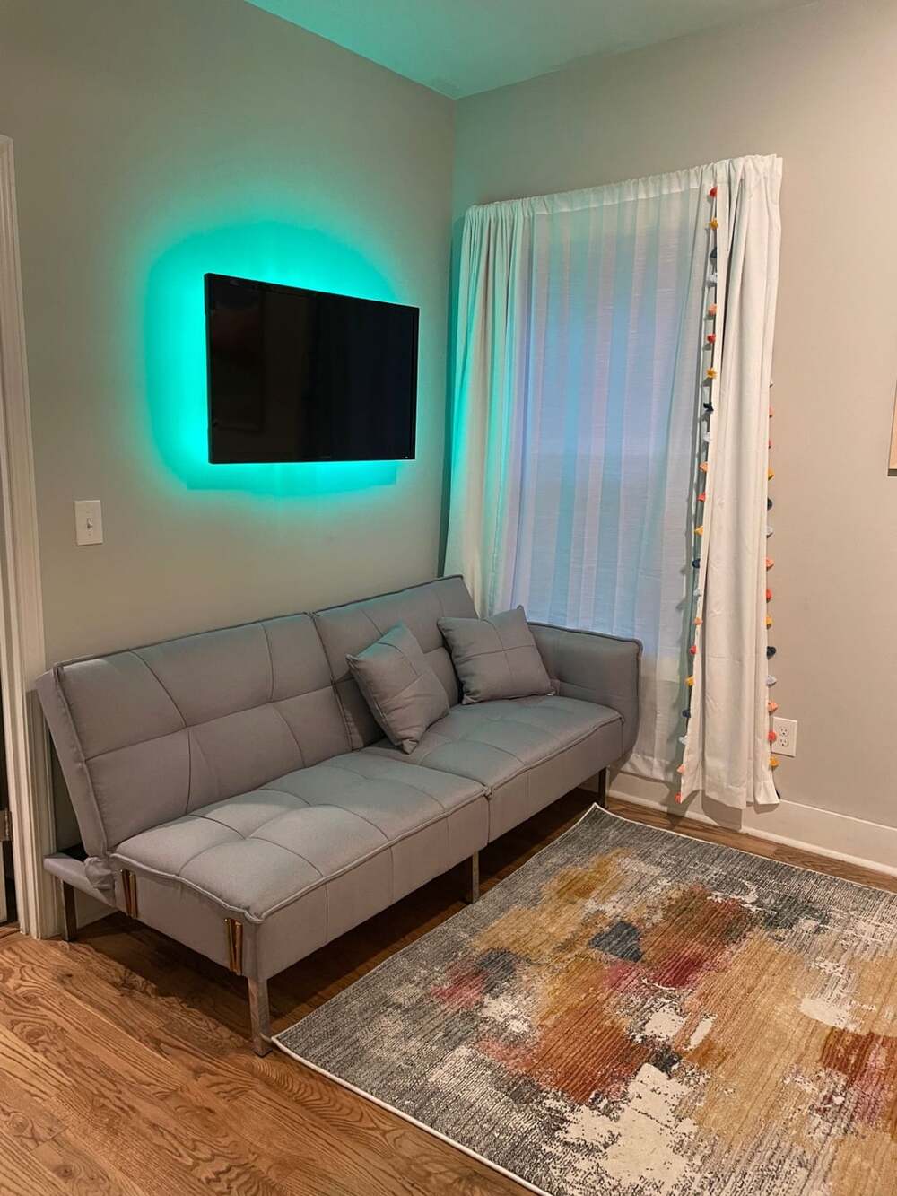 Convertible Futon Sofa Bed and pillows